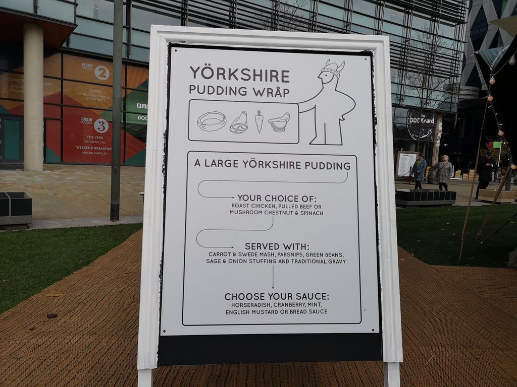 TheDockyardMCUK's tweet photo. Here's the Yorkshire Pudding Wrap menu from The Lodge! Proper naughty IKEA style 👍 what wrap will you be going for? #saturday #food #yorkshirepuddingwraps #manchester #MediaCityUK https://t.co/MqdJq0a9jk