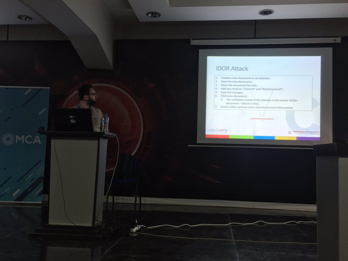 MartinSolev's tweet photo. Is your web app secure enough? #mkcodecamp #codecamp @m4rjann https://t.co/LEJwp90qh8