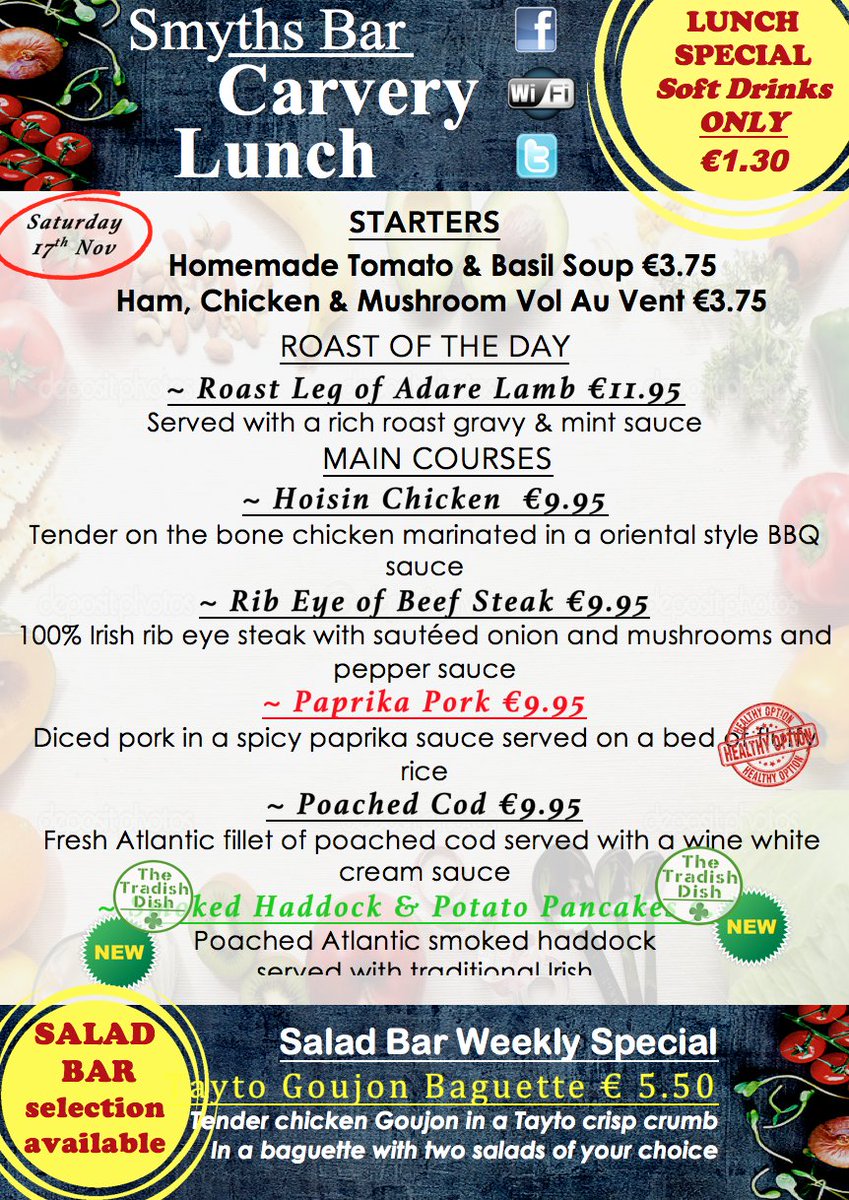 SmythsIcon's tweet photo. Carvery lunch served from 12-6pm today at Smyths Bar https://t.co/sKsMV6vX4k