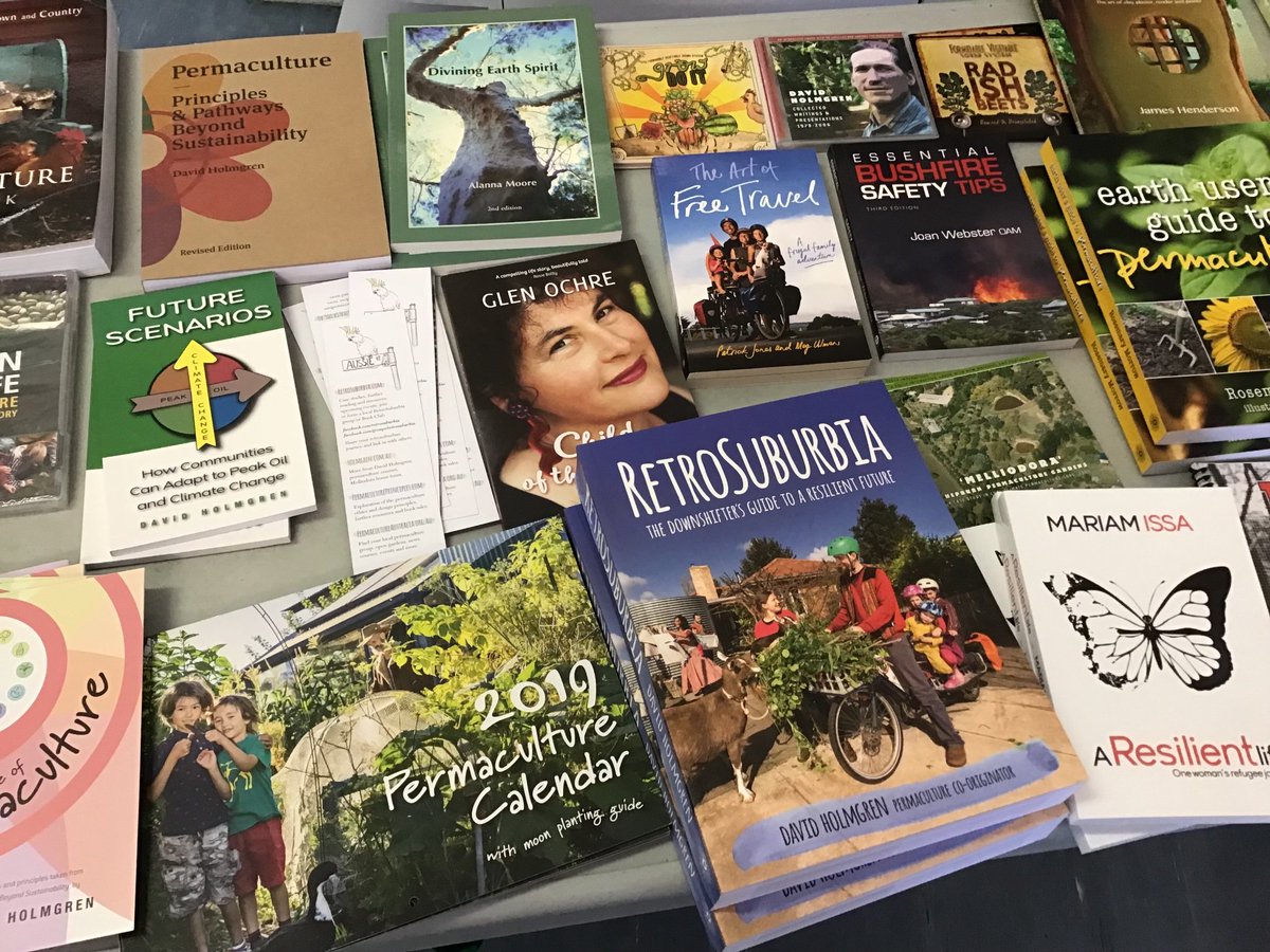 rdelarosayoon's tweet photo. #Permaculture provides a window of opportunities -- for resilience, self-sufficiency, and #sustainability. Books featured at the #BWRF today. @HolmgrenDesign @miriamissa @BrimbankCouncil https://t.co/7avPHx5frS