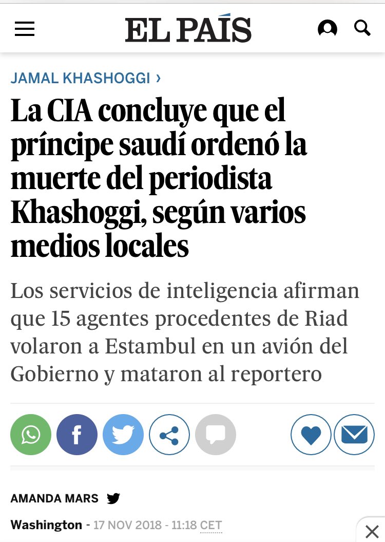 IreneMontero's tweet photo. Hoy la CIA confirma que el príncipe saudí ordenó el asesinato del periodista. Los Reyes de España cultivan desde hace décadas amistad y negocios con este señor. ¿Por qué tiene que asumir España esas relaciones de jefes de Estado no elegidos, hasta llegar a la vergüenza? https://t.co/93foHskmDG