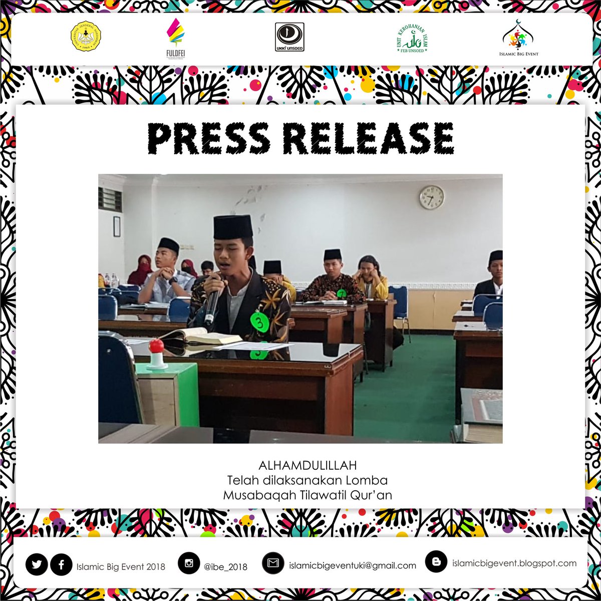 ibe_2021's tweet photo. [PELAKSANAAN LOMBA MTQ]
Assalamu'alaikum Warahmatullahi Wabarakatuh😊

Alhamdulillah telah dilaksanakan LOMBA MTQ IBE 2018 di ruang D201 &amp; D207 pada tanggal 17 November 2018.

Wassalamu'alaikum Warahmatullahi Wabarakatuh 😄

#MTQIBE2018
#IslamicBigEvent
#IBE2018
#UKIFEBUNSOED https://t.co/kwQ1BxZDDX