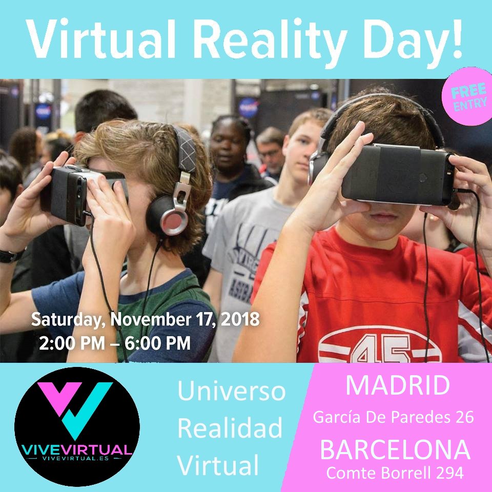 RobotManiaa's tweet photo. Únete al día internacional de la #RealidadVirtual organizado por #ViveVirtual en #Barcelona (Comte Borrell 294) y #Madrid (García De Paredes 26) de 2.00 a 6.00. Sábado 17 De Noviembre 2018. #VIRTUALREALITYDAY )
Reserva Previa!!! Envía Whatsapp para reserva. 10 min #Gratis https://t.co/MDyzsRY52s