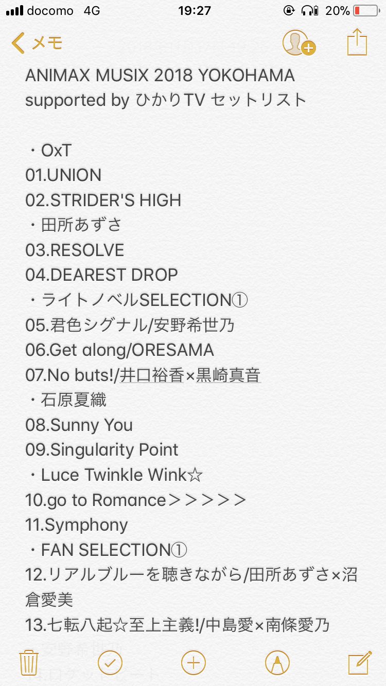 マンハッタンあおさん Animax Musix 18 Yokohama Supported By ひかりtv セットリスト アニマ横浜 セトリ 公式のやつをみるのが面倒な方どうぞ Animaxmusix アニマ横浜