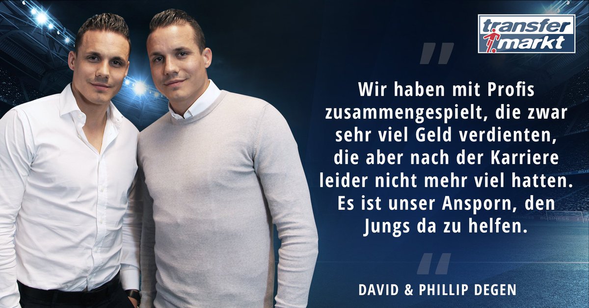 Transfermarkt's tweet photo. Einst spielten Philipp &amp; David #Degen gegeneinander in der #Bundesliga. Jetzt sind sie Berater. Im #Transfermarkt-Interview spricht @benediktduda mit den beiden über die 2. Karriere, richtige/falsche Entscheidungen sowie gemeinsame Spiele: https://t.co/T4ZwxbFTMD 
#BVB #fohlenelf https://t.co/le4VeA3yk2