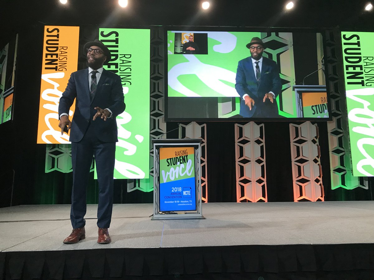 ncte's tweet photo. "The art of teaching is the art of the remix; it's the art of reimagining." @chrisemdin #NCTE18 https://t.co/c0NgVBV9ic