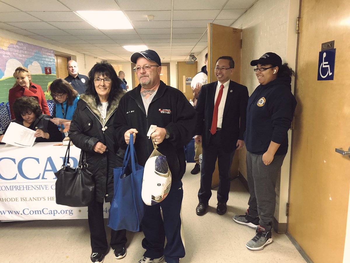 AllanFungRI's tweet photo. It’s great morning with @CCAPORG &amp; @CranstonPolice handing out Thanksgiving turkeys &amp; fixings to our families in need. https://t.co/VNHaxEqrZB