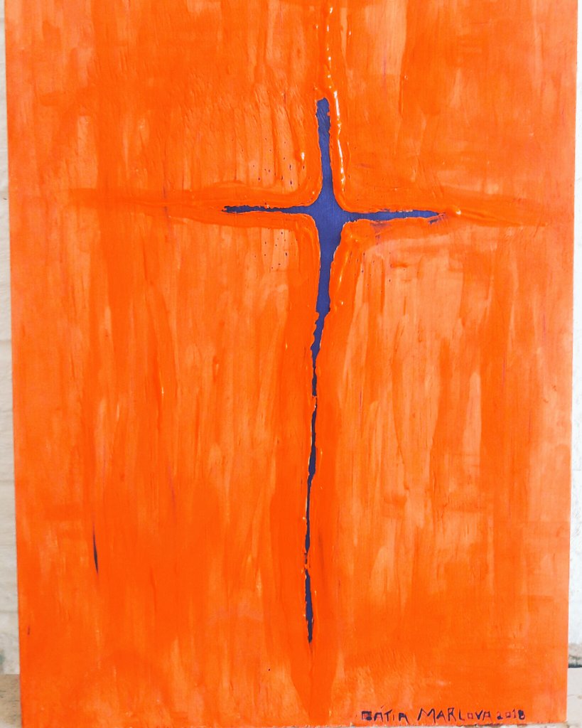 #Cruz sob #madeira #TintaAcrilica By Cátia Marlova novembro 2018. #Mywork #Paiting #ArtistaVisual #Enjoy #Arte .