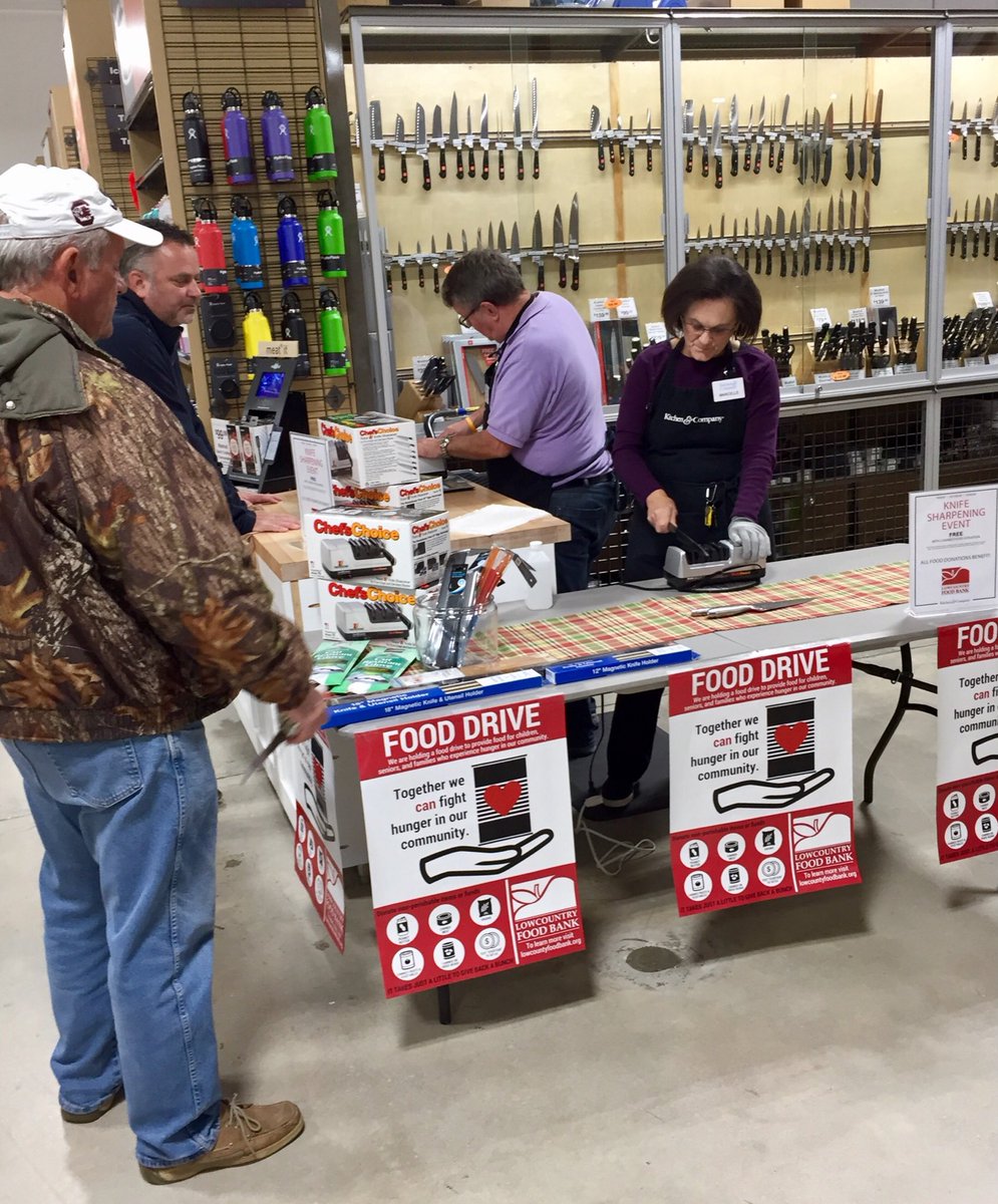 Our Knife Sharpening Event continues through Sunday! Bring in a canned food item to any of our locations and we’ll sharpen two of your knives while you wait!