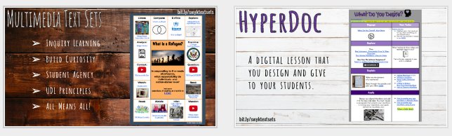 smussle's tweet image. Nice explanation @lisahighfill! #HyperDocs = complete lesson designed for your Ss that Ts monitor &amp;amp; help guide Ss through. MultiMedia/Show What You Know #TextSets = unique pkg of &quot;Explore&quot; topic resources OR &quot;Apply&quot; tools to show their learning/understanding. #thevirtualsummit