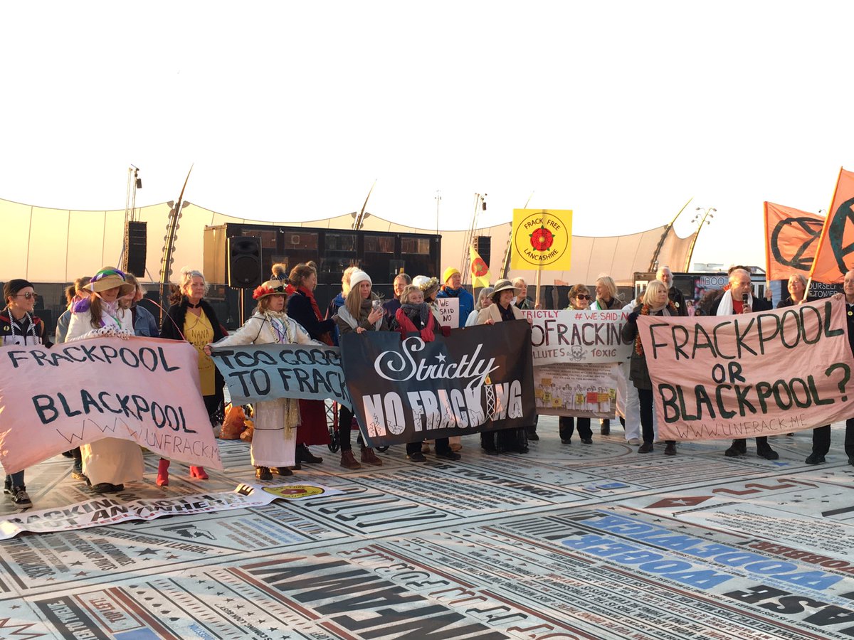 HelenJqRimmer's tweet photo. Great fun on Blackpool Prom right now as @frackfreelancs and friends gather to dance and welcome @bbcstrictly to the home of ballroom! #StrictlyNoFracking #Strictly https://t.co/5d8QOfPKU4