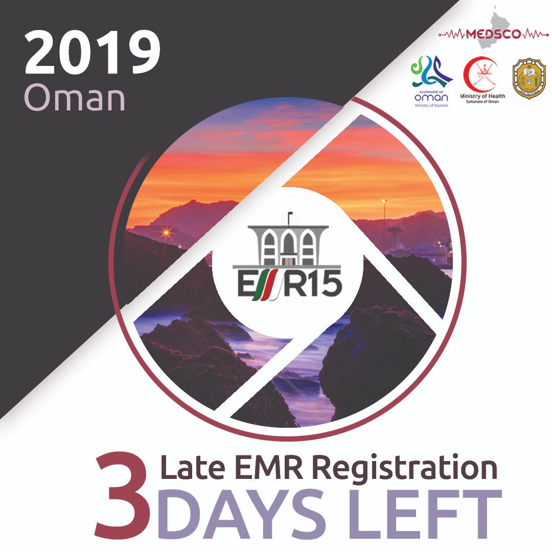 Emr15Oman's tweet photo. Pre-EMR and Late EMR Registration ends in three days.
Hurry up and register now!🏃🏻‍♀️♥️
📍Late EMR registration link:
https://t.co/dRm5xELoXV
📍Pre-EMR registration link:
https://t.co/nnpGIjnCVo

#EMR15Oman #حياكم #Biggest_EMR_Ever #EMR15 #Best_EMR #IFMSA https://t.co/PfkEGDRaa2