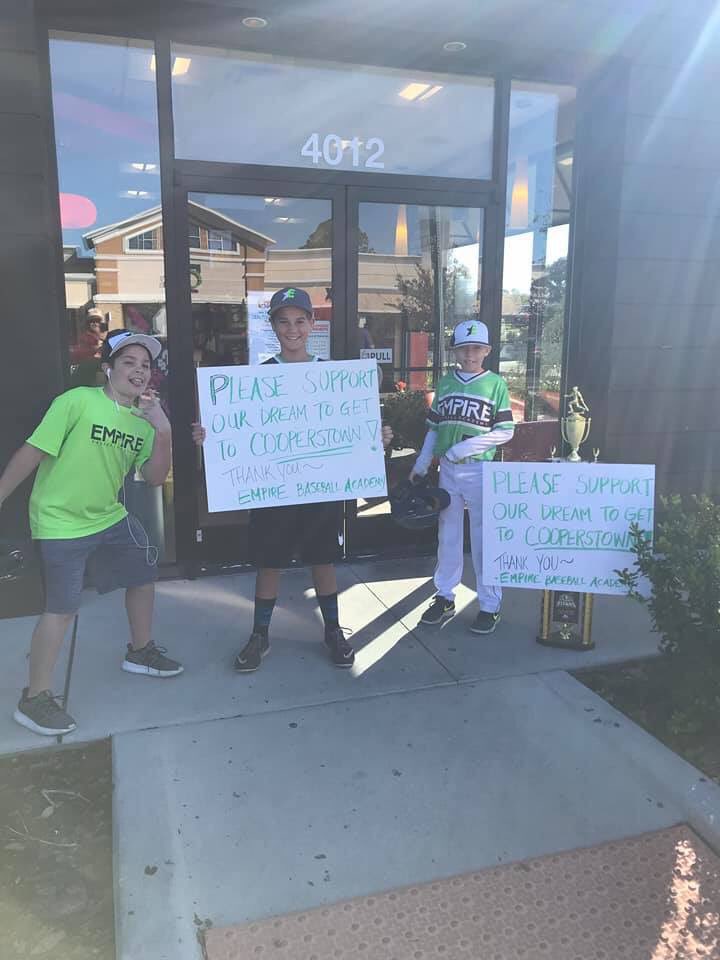empirebaseball_'s tweet photo. If y’all are out and about this morning, these handsome baseball ⚾️ players  would love to have your support for their Cooperstown dream! They can be found at the Dunkin’ Donuts 🍩 located at 4020 Winter Garden Vineland Road until noon. https://t.co/Y9tAZQvETp