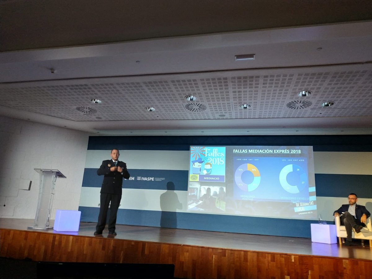 policialocalvlc's tweet photo. El Inspector Antonio Berlanga de la Policía local de Valencia en el Congreso  #seguridadlocal2018 hablando de mediación policial. https://t.co/M3xCgw5zkb