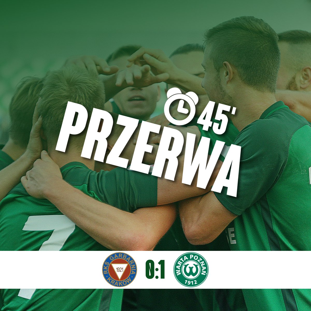 WartaPoznan's tweet photo. 45' | 🕒 | Po pierwszej połowie prowadzimy w Krakowie 0:1! #GARWAR https://t.co/ltU9AzufRj