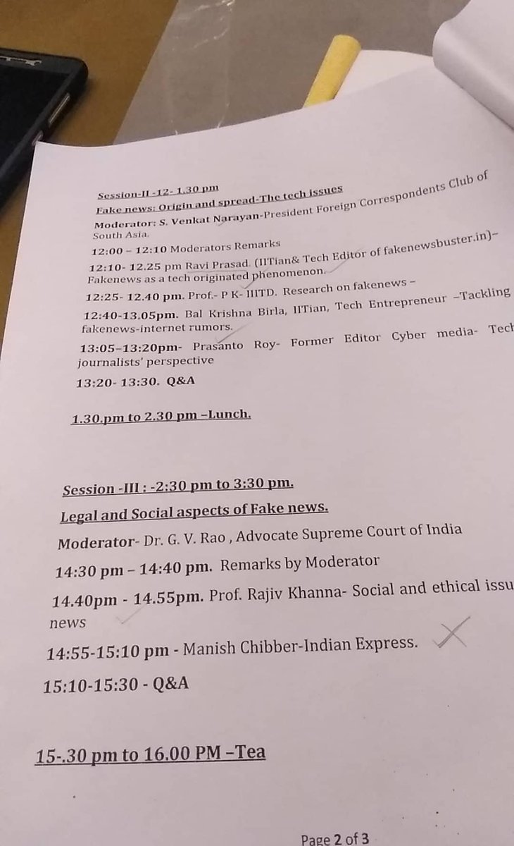 ponguru's tweet photo. Gave a talk on "Building Technologies to Detect Fake / Manipulated Content” as part of a Round Table on "Fake News – Issues before Media & Democracy”. Discussing our work on #WhatsFarzi, #TweetCred, and #FacebookInspector. #ProfGiri #StrengthofWellWishers #FakeNews https://t.co/jxARP64w4j