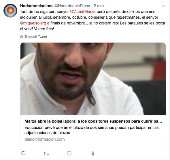 exclosos's tweet photo. @VicentMarza Senyor @VicentMarza veient els seus tweets pareix que al Conseller d'Educació, l'educació li importa poc.El13va publicar que falten mestres, l'1que els mestres @exclosos ja deuriem estar dins i adjudicant com dicta la llei però no és cert!#Mentides i altres formes de fer política https://t.co/ZvkDtpMVE4