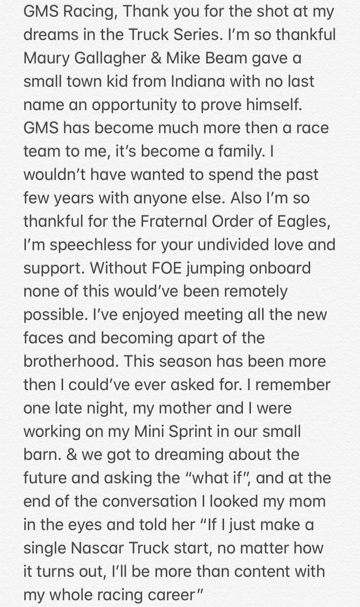 Justin_Haley_'s tweet photo. Thank you @GMSRacingLLC https://t.co/4FbdsAvqvk