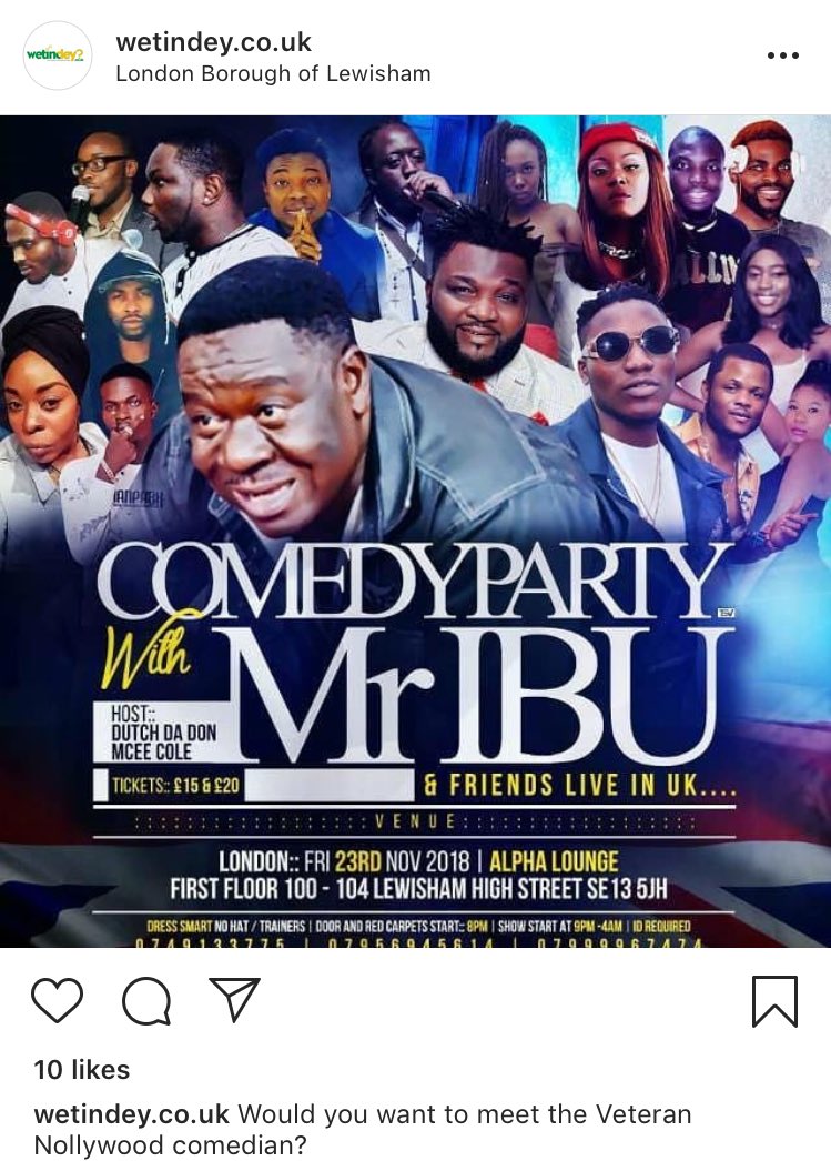 WetindeyUK's tweet image. Mr Ibu &amp;amp; Friends will be LIVE🎤 at the alpha lounge bar on the 23 November 2018. You have a chance to win two FREE tickets🎫, visit our Instagram for more details. Make sure you don’t miss out on this hilarious event !😂 #MrIBU #AfricanEvents #Comedy #London #Liecester #UKTour