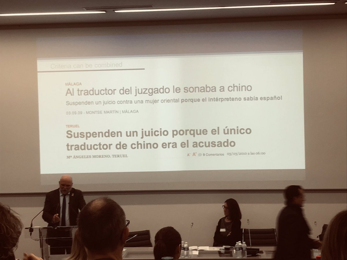 LiesbethMR's tweet photo. Striking examples of interpreters being used in legal cases to attain... certain goals. Also: ”No Chinese interpreter available in court; only Chinese interpreter is the one accused.” What should we do? Interesting speech by Anthony Pym. #DiscussInterpreting #isiticolloque #1nt https://t.co/ZXKDdFc8ED
