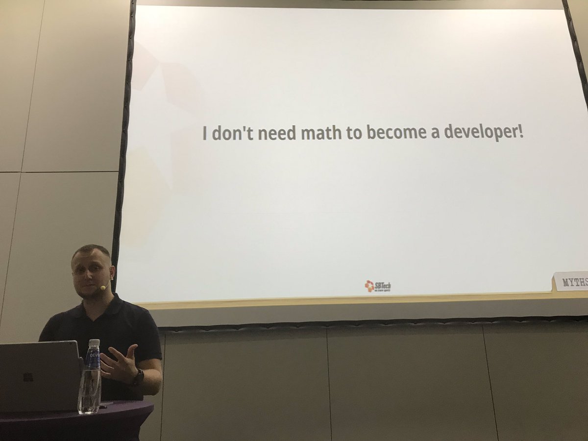 ReactNotAConf's tweet photo. Myths about #programming & #math by Martin Chaov @SBTech_ @SBTechCareers at @jsTalksConf #jstalks #jstalks2018 π€πΎπ https://t.co/pG6uGy3dBc