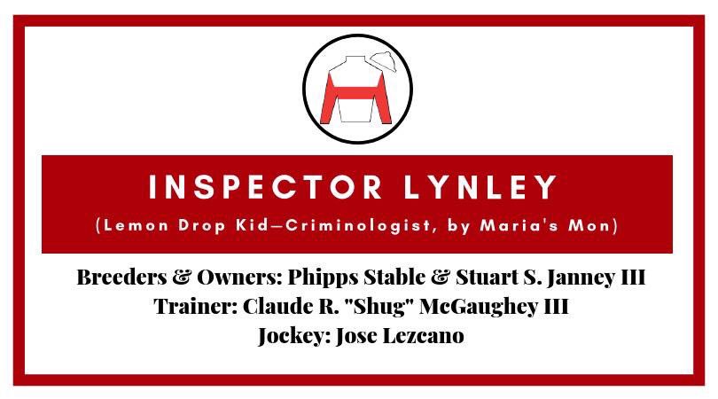 PhippsStableFan's tweet photo. INSPECTOR LYNLEY IN GRADED STAKES ACTION TODAY
#7, Aqu R8, 1⅜ mi turf, 3:47pm

#PhippsStable &amp; #StuartJanneyIII's 5yo horse INSPECTOR LYNLEY in G2 $200k Red Smith Stakes. Finished 3rd in last race, G2 Knickerbocker S. at Belmont on Oct. #JoseLezcano riding. https://t.co/wFfe9MYiOF
