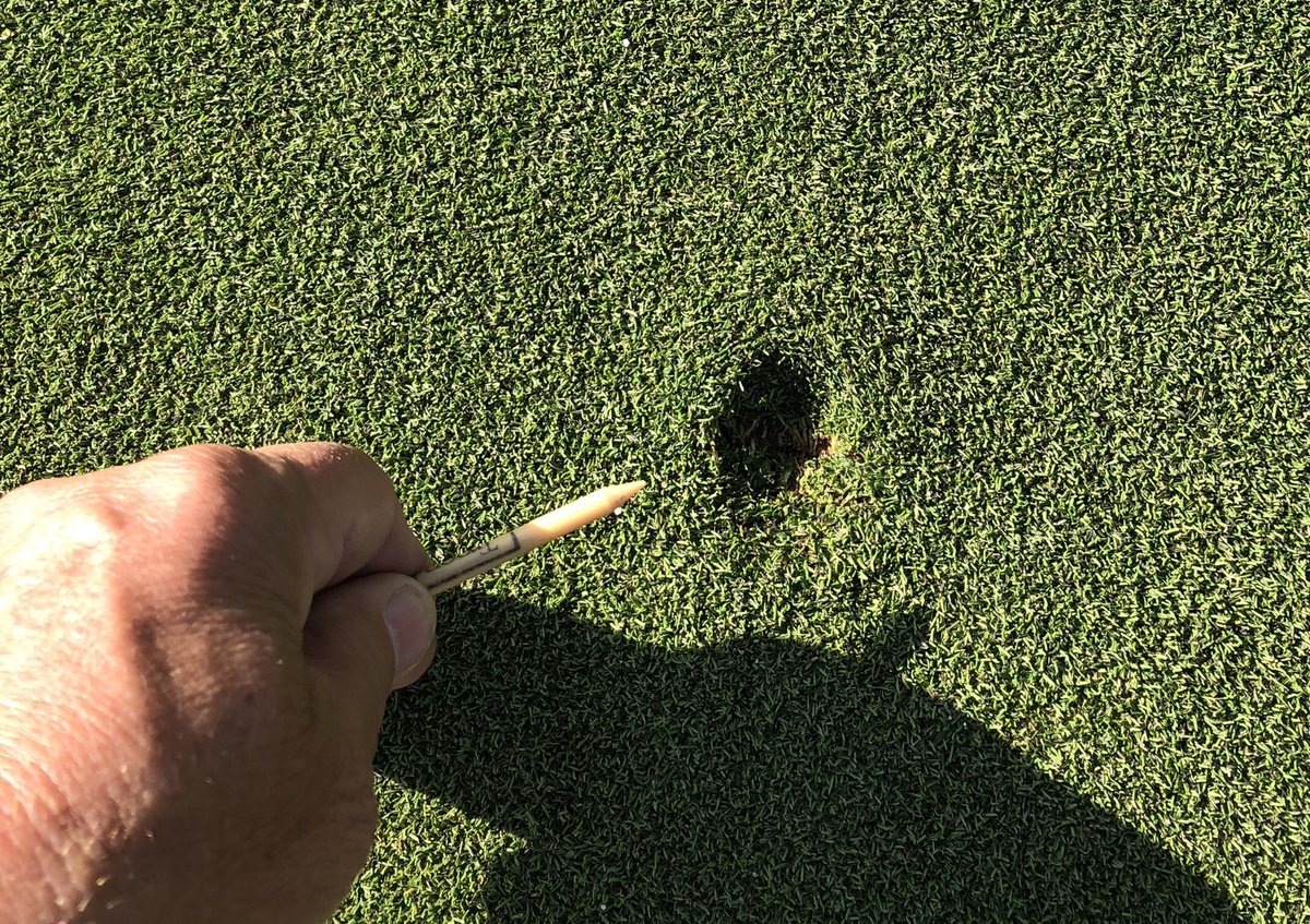 Leave the⛳️Course better than U found it. Fixed 68 ball marks, 3 seconds each. Added 3.5 minutes to 3.40 hr rd. Worth it👍for others