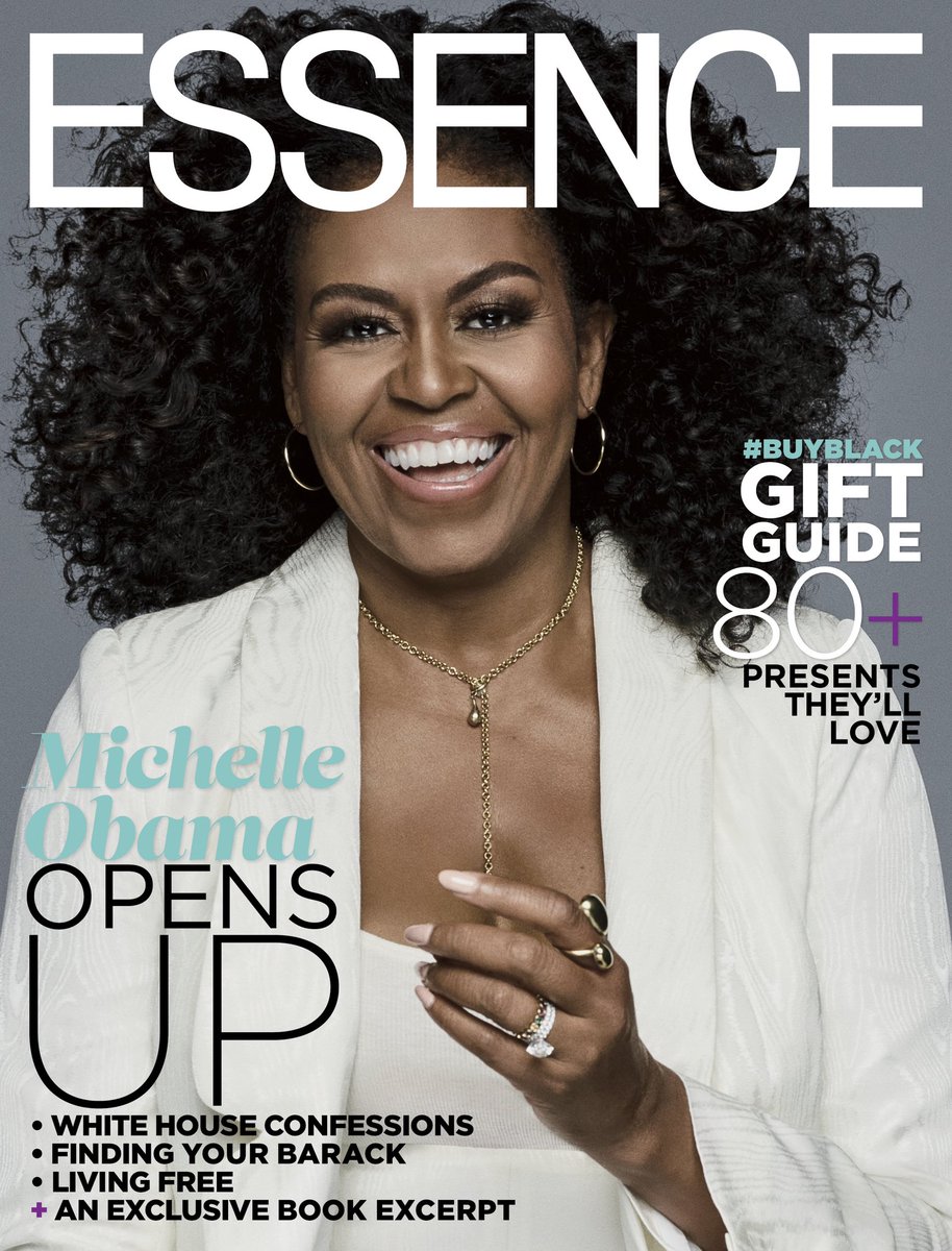 MoanaLuu's tweet photo. Michelle Obama, rocking her natural curls for the very first time, is the new cover star of ESSENCE’s December/January issue. https://t.co/06LHhFFk2w
