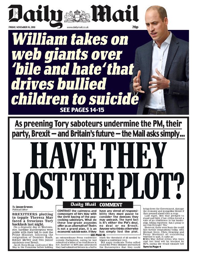 As longtime Mail readers, they had v.much noticed the Daily Mail's change of view "over the last three or four days". "The editor has changed. The new editor is an idiot".