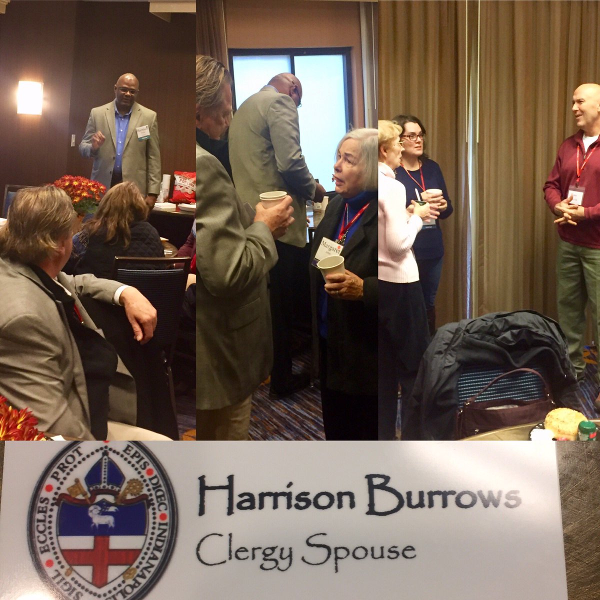 compusean's tweet photo. A good gathering of @IndyEpiscopal clergy spouses and partners at #indydio18, led by “top spouse” Harrison Burrows. #clergyspouse #episcopalIN https://t.co/fqaUTFqFQX