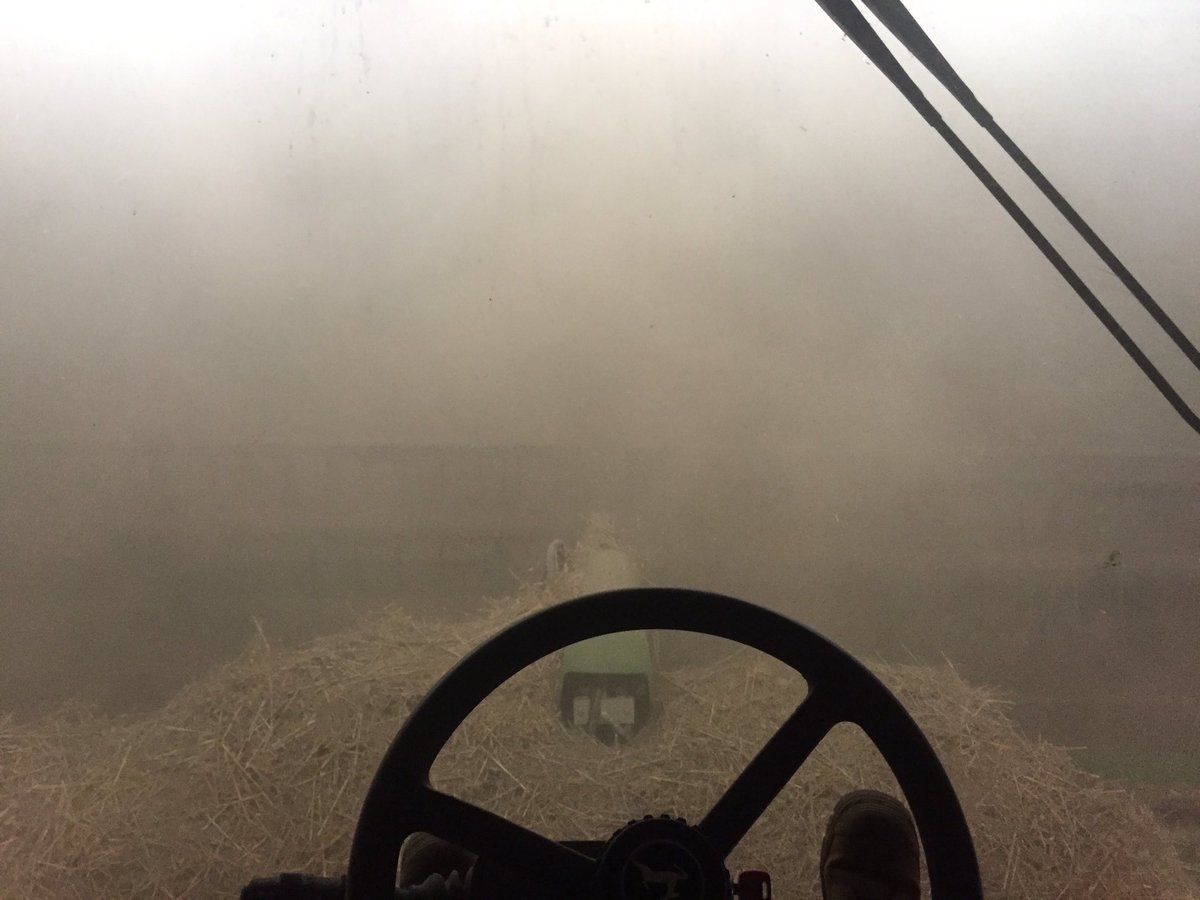 #Harvest2018 has started. Got to love auto steer, auto height and end of run alarm... because I have no idea what's goin on out there!