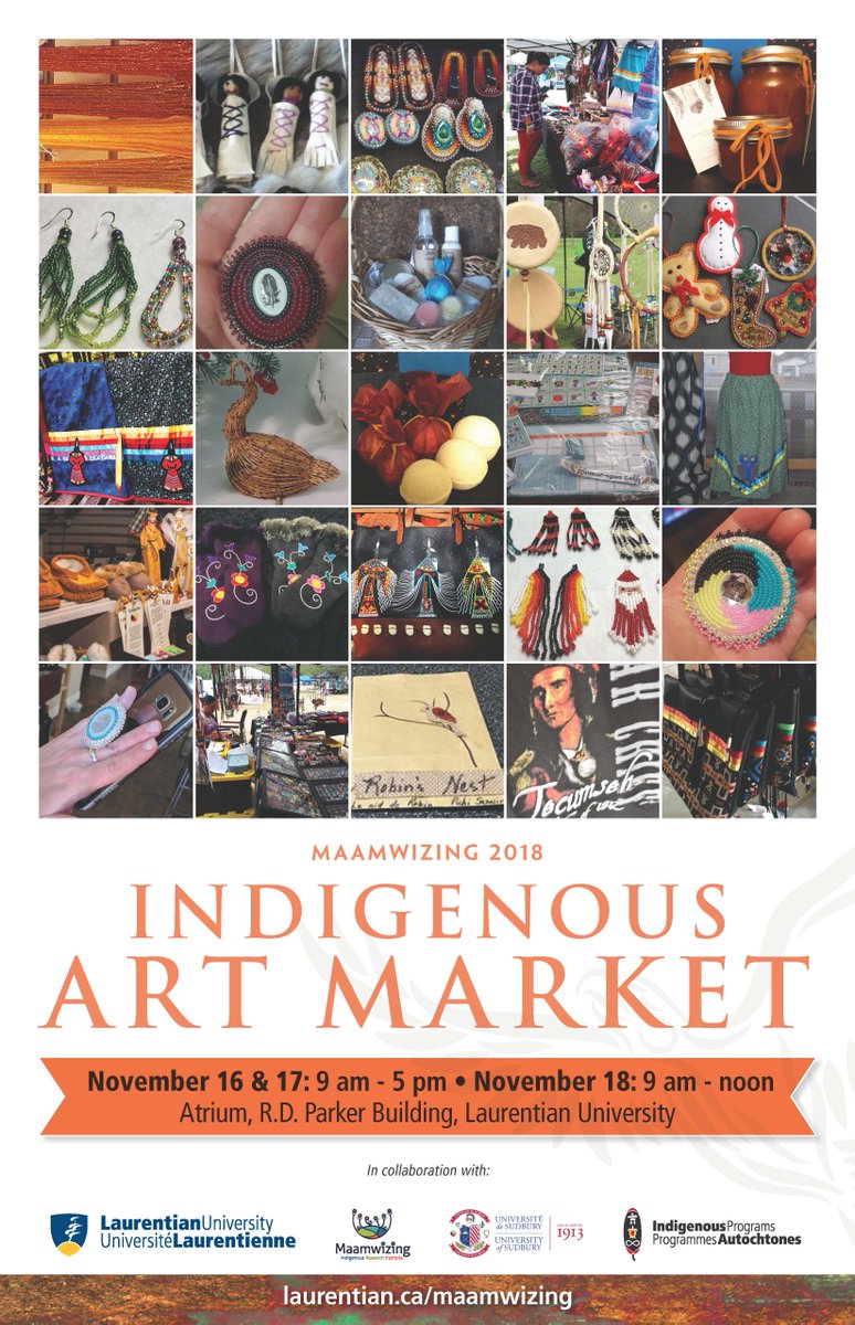 Maamwizing2018's tweet photo. The Indigenous Art Market is here all weekend!! Get your holiday shopping done early!
#Maamwizing2018 #supportIndigenousartists #supportlocal #Indigenousconference https://t.co/RkuHPPzcPq