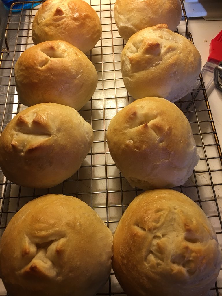 JoAnnOBrienNJ's tweet photo. At my age “Bun in the Oven” involves actual baking. 

(My kitchen smells heavenly) 

#holidaybaking #homemade #kaiserrolls #hardrolls #yeast #flour #patience #beforeandafter https://t.co/lQFr81aMNW