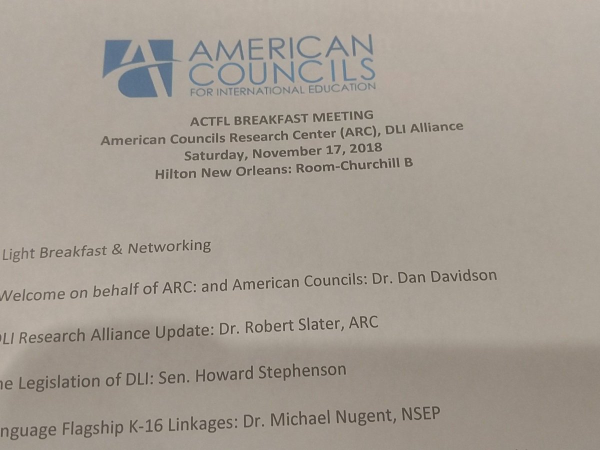 cobe_mara's tweet photo. Current situation - DLI Alliance Meeting with @jncar4 @dlfulton
 @annmariegunter and Leslie Baldwin 
#ACTFL18 #NADSFL https://t.co/iTT1J2LwNe