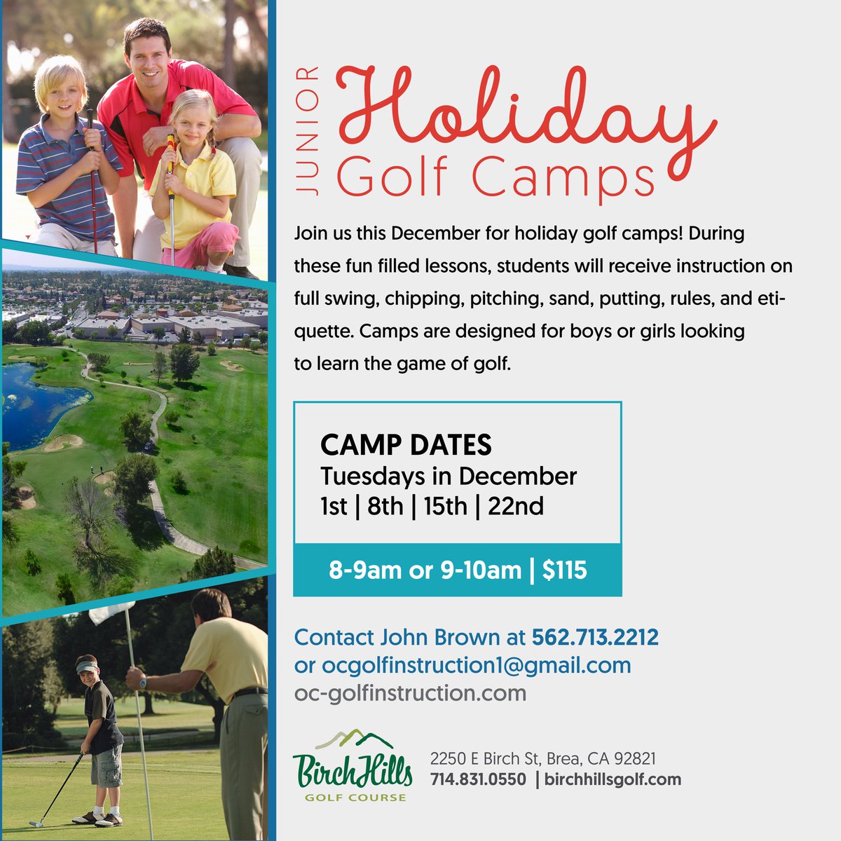 JPBrown59's tweet photo. Spread the word! Junior Golf Camp starts on December 1st 2018 https://t.co/5QHRBLBAkp