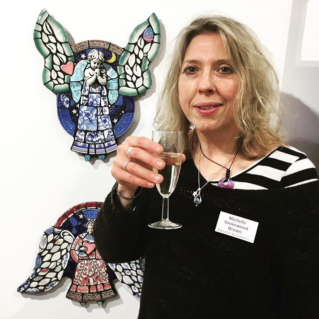 make_southwest's tweet photo. The awesome @michellegreenwoodbrown was sharing some juicy gossip with us at last nights opening - #make2018 is the only place you can buy her beautiful mosaic angels (the little stars are made from her fella’s favourite mug - now that’s dedication to cr… https://t.co/kzFOvglGdY https://t.co/UYzgOjq2b0