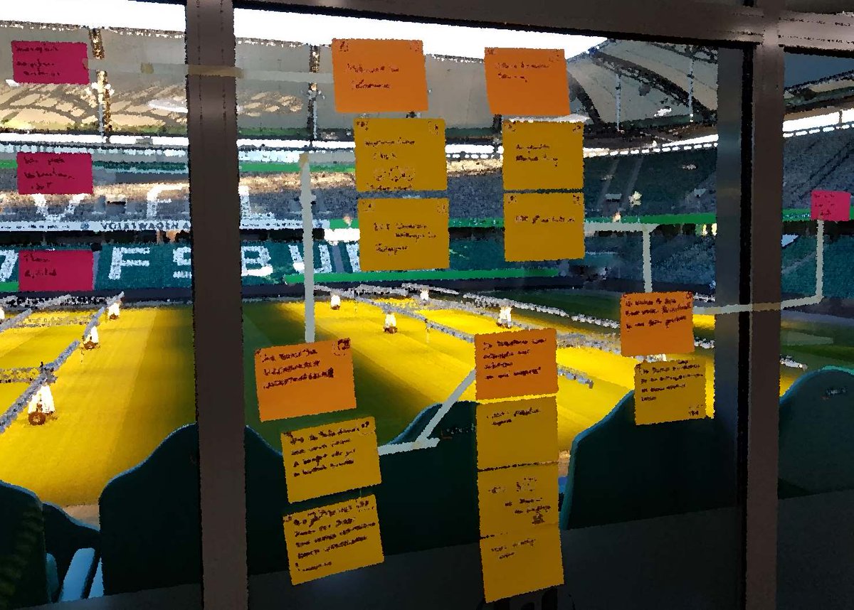 _andre_fuchs's tweet photo. Mein OKR Workshop auf #GAPS (german agile practitioner summit #volkswagen, @deutschetelekom , #enbw, #sap) am 15.11. in #Wolfsburg. Wie macht man horizontal and vertical Alignment für Ziele? Mit Kreppband an der Fensterscheibe im VFL Stadion VIP Lounge! @Management30 @NewWorkWOB https://t.co/6M6Gur7dTj