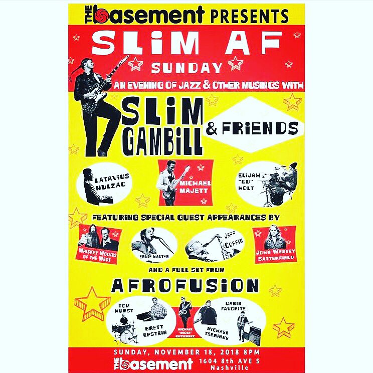 I was invited to play a little jazz violin (Ron Burgundy style) this Sunday night by the one and only <a href="/slimgambill/">Slim Gambill</a> (Lady Antebellum) at the legendary @thebasementnash So if y’all ain’t doing anything, come on down. They’re incredible.