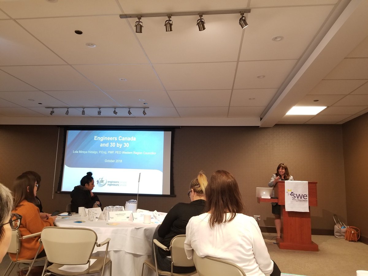 karenfongchan's tweet photo. .@PEO_HQ Councilor Lola Hildago speaking on behalf of @EngineersCanada about #30by30 at the @SWE_Toronto Worskshop this morning @SWEtalk @swedurhamca @O_S_P_E #SWEGlobal #SWECanada https://t.co/42EoNDYCaE