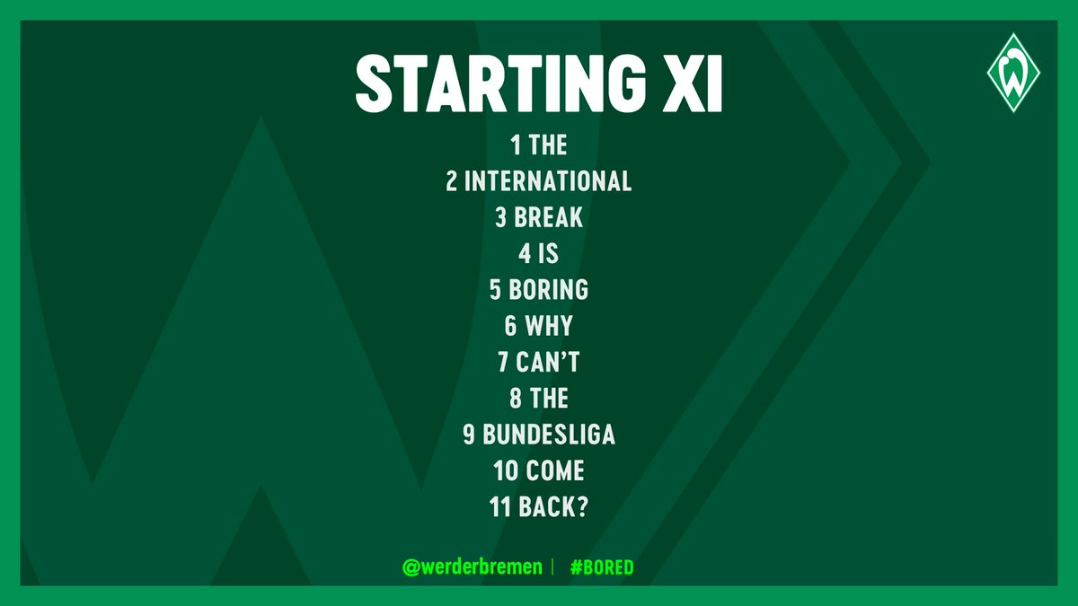 Here's how we line up for the late kick off this evening! 👇

#werder #bored