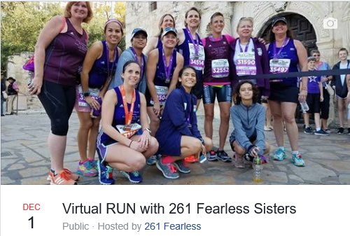 KVSwitzer's tweet photo. Join in the @261Fearless virtual 5K run wherever you are on Dec 1! RUN &amp; SUPPORT our #261Friends Team and the brand new @261fearlesstxhc  at the Humana @RunRocknRoll San Antonio!
To register:👉 email cmayer@261fearless.org to receive an exclusive 261 bib!
💜💜💜 https://t.co/H5oRPOkHe4