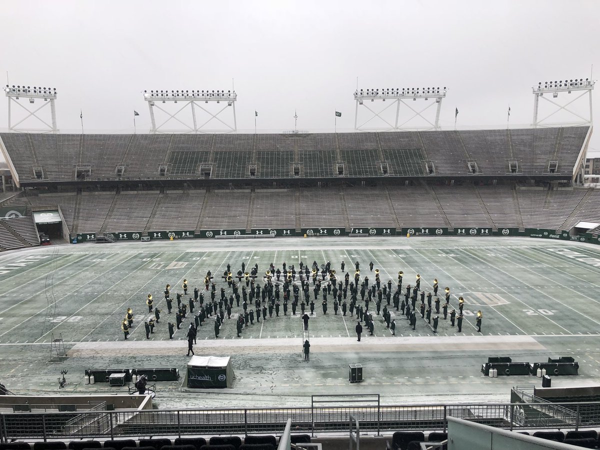 CSUMBand's tweet photo. What’s a little snow mixed with ice?! #beenthere #csumband https://t.co/yuMXaJzTr9