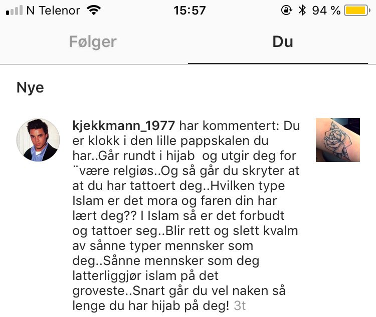 Hyggelig at vedkommende har så lite å finne på, at brukeren gjennomgår min Instagram og kommenterer et snart fire år gammelt bilde.