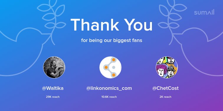 iamgtsmith's tweet photo. Our biggest fans this week: @Waltika, @linkonomics_com, @ChetCost. Thank you! via https://t.co/dE9ILpaUfi https://t.co/5wKD6WssKk