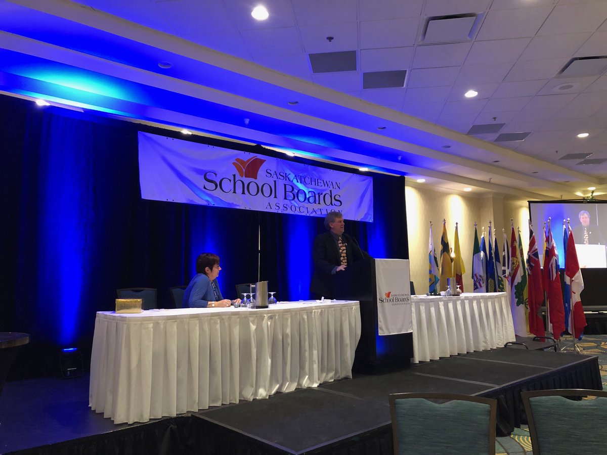 SaskSchoolBoard's tweet photo. President Shawn Davidson addresses #SSBA2018. https://t.co/iOiTwuoiQj