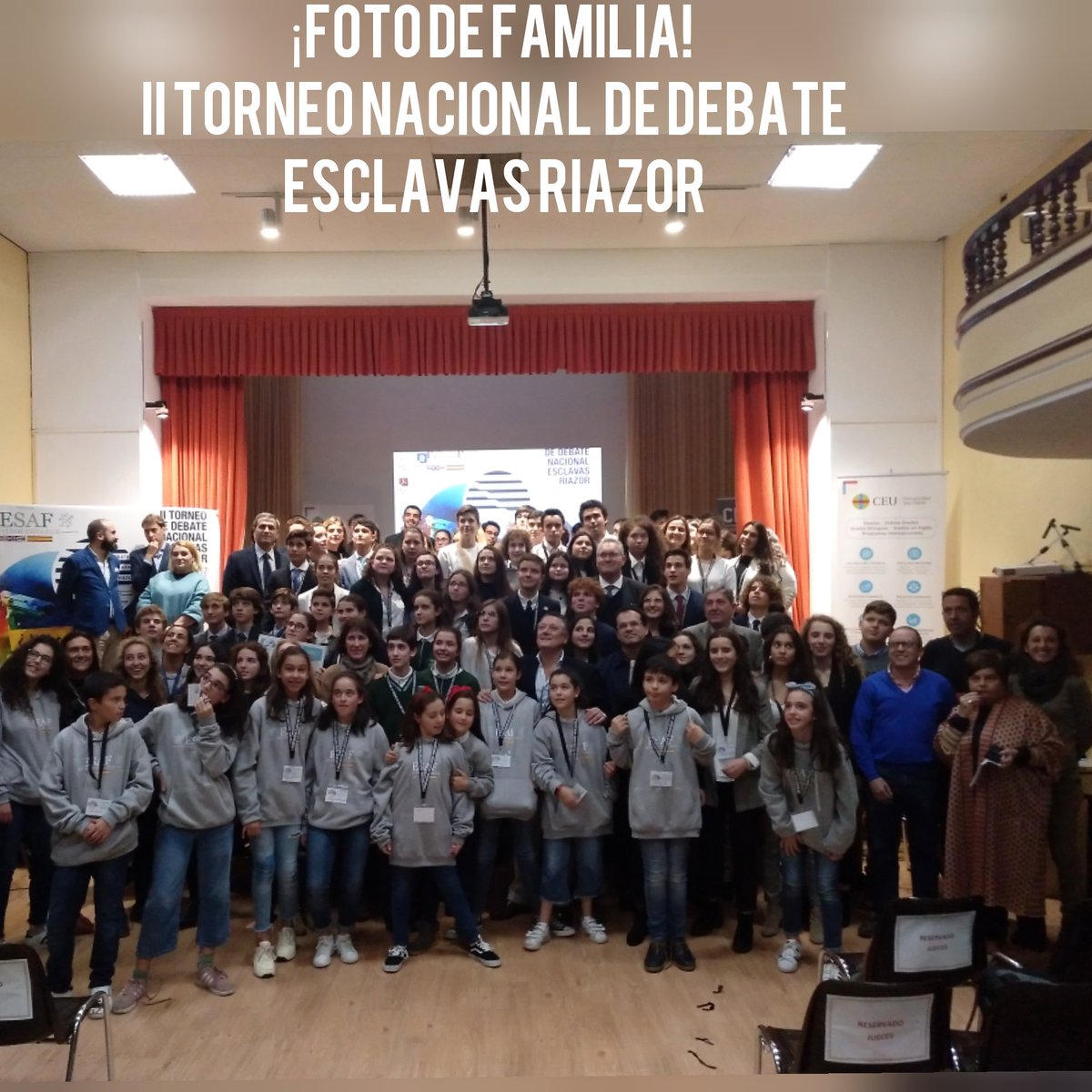 EsclavasAC's tweet photo. Así acaba nuestro torneo Nacional de debate ESCLAVAS RIAZOR. 
Enhorabuena a todos los participantes por su magnífica actuación, en especial a los dos ganadores, el  @Colegio_CVE y @ColegioLiceoPaz y a los finalistas @sekciudalcampo y @sekatlantico
#EsclavasRiazor #SomosDeEsclavas https://t.co/Xvecd7WFe3