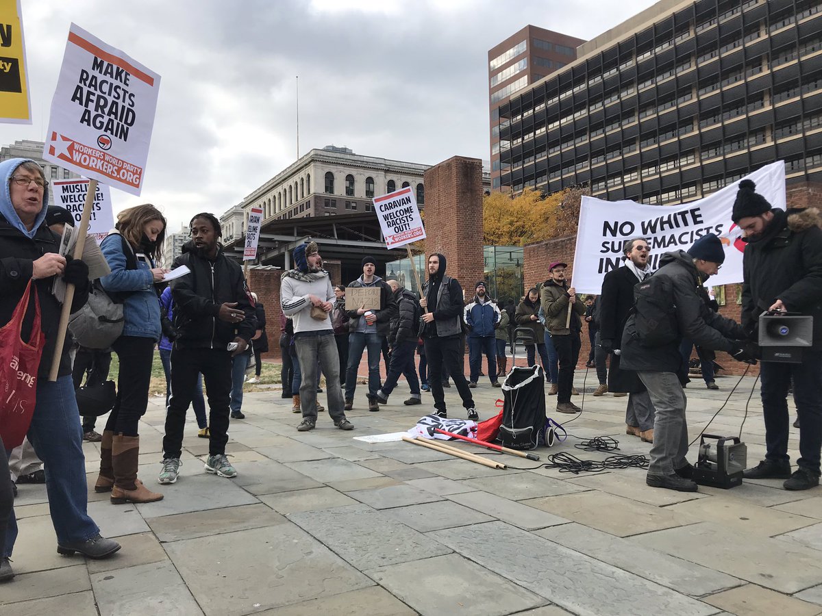 cs_palmer's tweet image. About a half hour before the conservative rally is scheduled to start, counter protesters significantly outnumber any ralliers