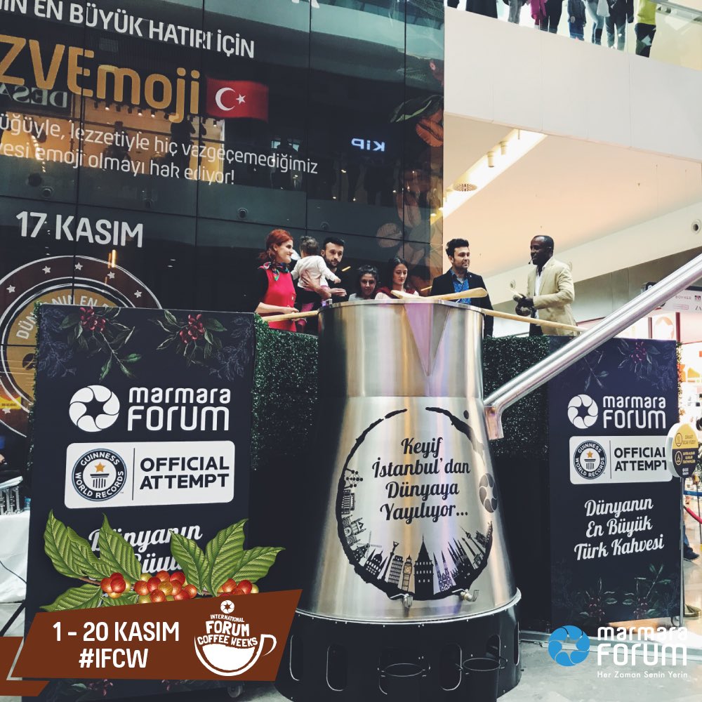 DÜNYANIN EN BÜYÜK TÜRK KAHVESİ rekor denenemizi başarıyla tamamladık! 🏆☕️ 

International Forum Coffee Weeks kapsamında 2,5 tonluk dev cezvemizde kahvemizi pişirerek Guinness Rekorları denememizi gerçekleştirdik. ❤️🙏🏻

#IFCW #InternationalForumCoffeeWeeks