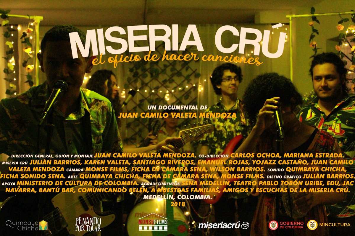 Miseriacru's tweet photo. 🔊 Familia, pronto lanzaremos "El Oficio de Hacer Canciones", un documental que mostrará un poco de lo vivido durante la gira por el valle de la savia, pendientes. ⚡
________
Producido por: @quimbayachicha
@penandoportocar #monsefilms

Apoya: @mincultura
#documental https://t.co/FfMNmloIOt