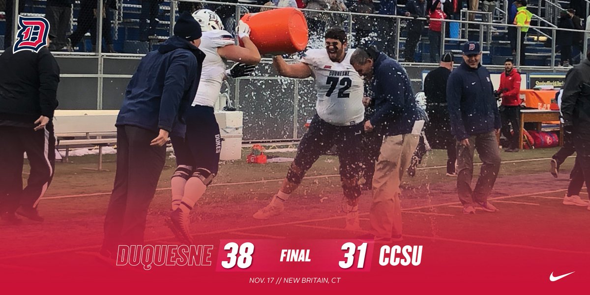 Final / <a href="/DuqFB/">Duquesne Football</a> 38, CCSU 31 / YOUR DUKES ARE 2018 NORTHEAST CONFERENCE CHAMPS!